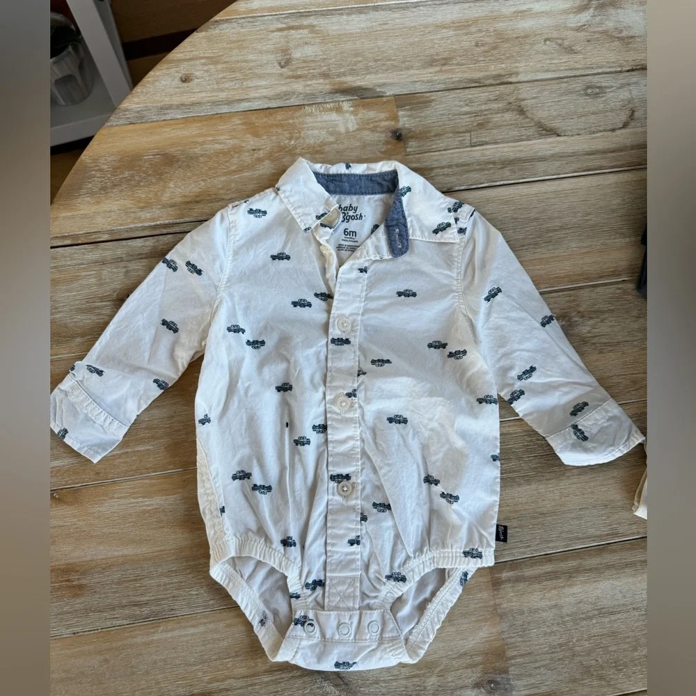 BUNDLE OshKosh B'Gosh Gingham and Car Button Down Body Suits